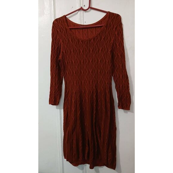 Peruvian connection womens medium PIMA COTTON midi four season dress Chestnut - Picture 1 of 7